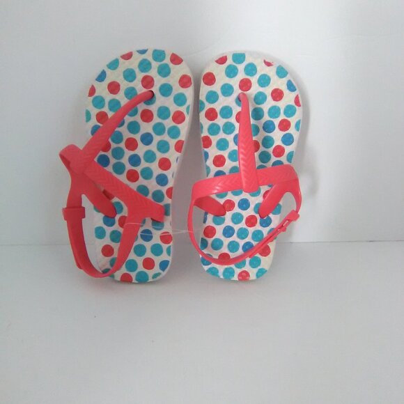 Juncture Toddler/Girls Flip/Flops Color White/Red Polka dots Size L9/10 NWOT - Picture 1 of 6